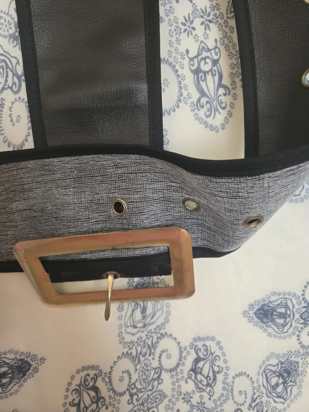 4/$15 Pirate Costume Black Unisex Leather Wide Belt W Big Buckle 66